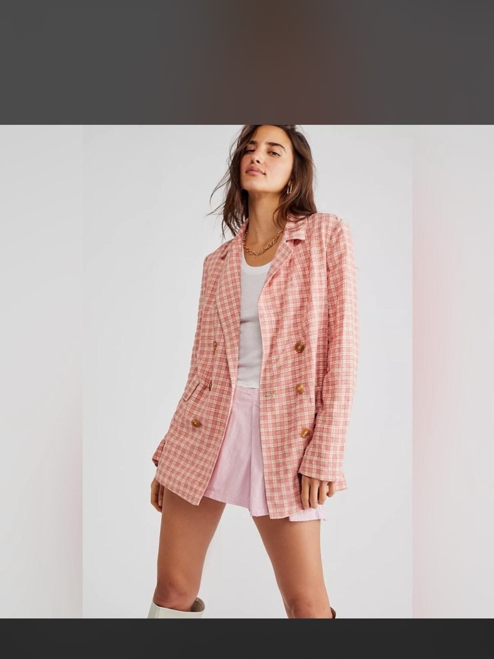 NWOT free people gingham Blazer Jacket